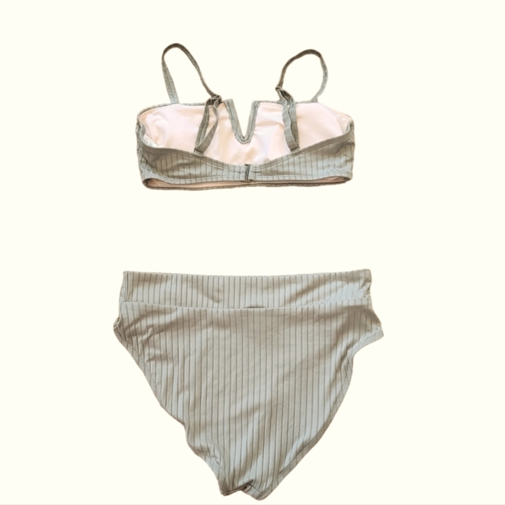 Women's Aqua Couture 2 peice Bikini High waist sage green size medium - Picture 2 of 6